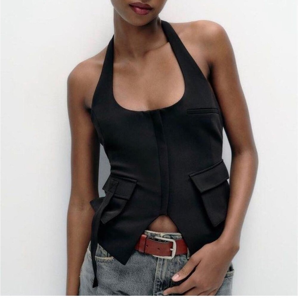 NEW  Zara Pocket Halter Tank blogger fav Top - XS